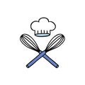 Corolla and chef hat doodle icon