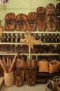 Coron souvenir and gift shop wood mask display in Coron, Palawan, Philippines