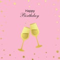 Happy birthday greeting card with glasses of champagne