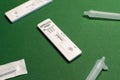 Corona antigen rapid test on green background, close up Royalty Free Stock Photo
