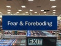 Corona, CA, USA - March 10, 2023: Fear and forboding section sign in bookstore.