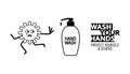 Wash your hands, protect yourself and other from corona virus covid 19, hand wash and germs sketch Royalty Free Stock Photo