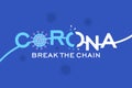 Corona virus break the chain blue background