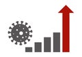 Increase of corona covid-19 virus infections chart - virus icon