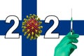 corona vaccination in front of a Finnland flag Royalty Free Stock Photo