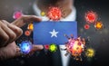 Corona Virus Around Somalia Flag. Concept Pandemic Outbreak in Country