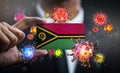 Corona Virus Around Vanuatu Flag. Concept Pandemic Outbreak in Country