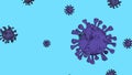 Corona Virus Banner Azure Violet Cartoon Isolated with Color Background. Covid Microbiology And Virology Concept Covid-19. Virus