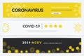 Corona virus banner. Dangerous 2019-NCOV disease, pneumonia and flu prevention spreading. Covid-19 flyer collection. Web