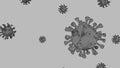 Corona Virus Banner Gray Cartoon Isolated with Color Background. Covid Microbiology And Virology Concept Covid-19. Virus banner.