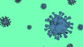 Corona Virus Banner Green Cartoon Isolated with Color Background. Covid Microbiology And Virology Concept Covid-19. Virus banner.