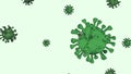 Corona Virus Banner Green Cartoon Isolated with Color Background. Covid Microbiology And Virology Concept Covid-19. Virus banner.