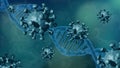 Corona virus blue background with DNA