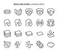 Corona virus, bold line icons