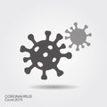 Corona virus cells sign. Flat vecror icon wint shadow. Coronavirus illustration