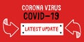 Corona virus covid-19 latest update on red background.