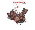 Corona virus COVID-19 microscopic virus corona virus disease 3d illustration infected CHINA map