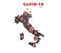 corona virus COVID-19 microscopic virus corona virus disease 3d illustration infected italy map