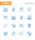 Corona virus disease 16 Blue icon pack suck as test tubes, lab, medical, experiment, corona Royalty Free Stock Photo