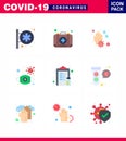 Corona virus disease 9 Flat Color icon pack suck as drug, safety, hand, protective, flu