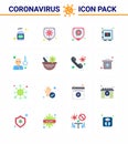 Corona virus disease 16 Flat Color icon pack suck as virus, securitybox, protection, safe, medical