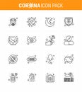 Simple Set of Covid-19 Protection Blue 25 icon pack icon included hands, protection, corona virus, medical insurance, rest time