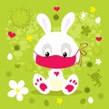 Corona Virus Easter with Bunny and Face Mask - Vector Cartoon Royalty Free Stock Photo