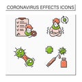 Corona virus effects color icon set