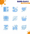 Corona virus 2019 and 2020 epidemic 9 Blue icon pack such as hospital, building, meat, care, love