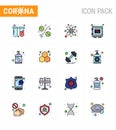 Corona virus 2019 and 2020 epidemic 16 Flat Color Filled Line icon pack such as securitybox, protection, viruses, medical,