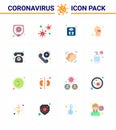 Corona virus 2019 and 2020 epidemic 16 Flat Color icon pack such as hygiene, germ, virus, dirty, machine