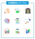Coronavirus Awareness icon 9 Flat Color icons. icon included skull, death, lab, coronavirus, hospital