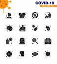 Corona virus 2019 and 2020 epidemic 16 Solid Glyph Black icon pack such as bacteria, hand sanitizer, bacteria, hand, danger