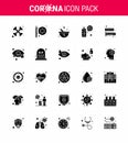 Corona virus 2019 and 2020 epidemic 25 Solid Glyph icon pack such as test tube, blood, herbal, protection, spray Royalty Free Stock Photo