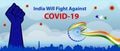 Corona Virus fight back poster. India will fight against Covid-19 for website and social media post.
