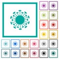 Corona virus flat color icons in circle shape outlines