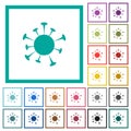 Corona virus flat color icons with quadrant frames