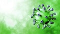 Corona Virus Green Rotation spinning in center Isolated with Dynamic Background. Microbiology And Virology Concept Covid-19. Virus