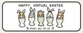 Corona virus happy easter bunny egg social media message. Quarantine virtual business clipart banner. Stay positive