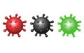 3 Corona Virus Icon Pack 3D Look With Red, Black And Green Set Victor Art / Covid-19