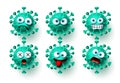 Corona virus icon vector set. Ncov corona virus emoticon and emoji