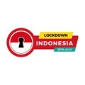 Concept of lockdown corona virus Indonesia Flag Vector Illustration