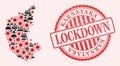 Corona Virus and Masked Men Mosaic Karnataka State Map and Lockdown Grunge Stamp Royalty Free Stock Photo