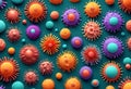 corona virus microorganisms, bacteria, biological abstract background