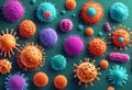 corona virus microorganisms, bacteria, biological abstract background