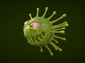 Corona virus monster with evil look. 3d illustration