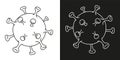 Corona Virus 2020 2019-nCoV icons. New Bacteria. Coronavirus infection. Linear icons in black and white colors. Template for