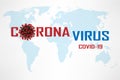 Coronavirus 2019-ncov. Virus outbreak banner. Coronavirus with World Map on background. vector Illustration Royalty Free Stock Photo