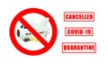 Airplane model toy in Cancelled flight signs symbol for Crisis of Airline and Business Travel Concept.