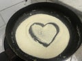 During corona virus pandemic quarantine i was trying to cook semolina and drawn this love symbol to show i love cooking in heart